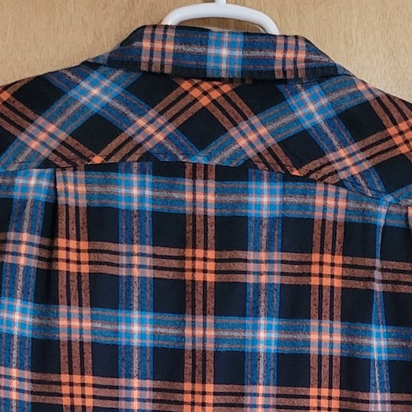 💜Quiksilver Mens M Long Sleeve Orange Plaid - Picture 5 of 5